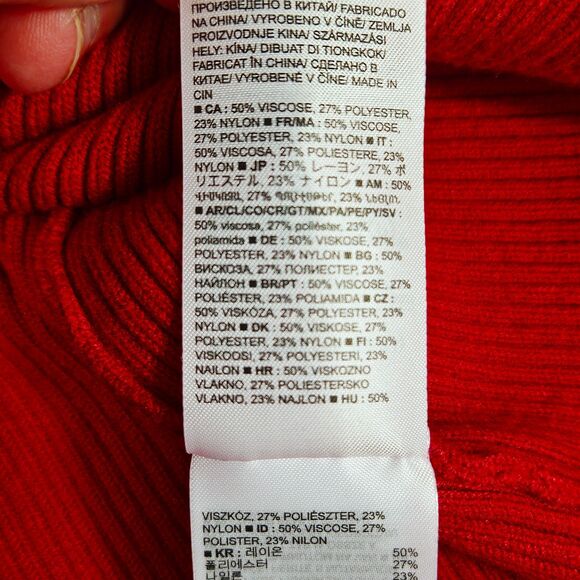 Banana Republic Small Red Off The Shoulder Sweater | Ribbed, Button Detail - Picture 10 of 10